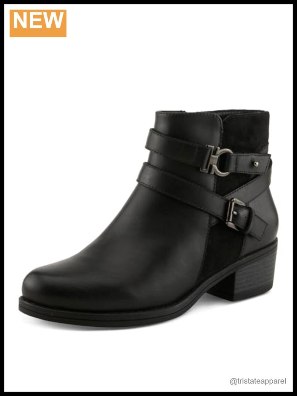 Women's Ankle Booties, Leather & Suede, Block Heel, Zip Closure